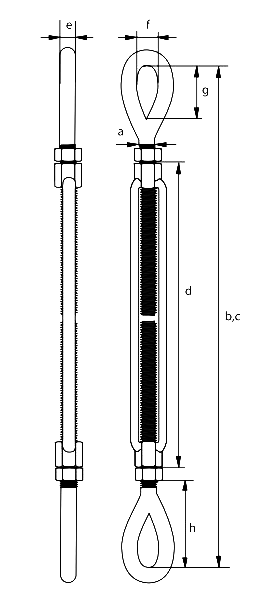 green pin turnbuckle with eye and eye dimensions